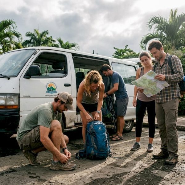 Friends excitedly prepare for Jacó adventure
