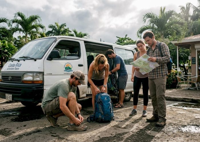 Friends excitedly prepare for Jacó adventure