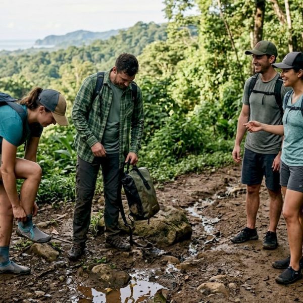 Group prepping for Jaco waterfall hike