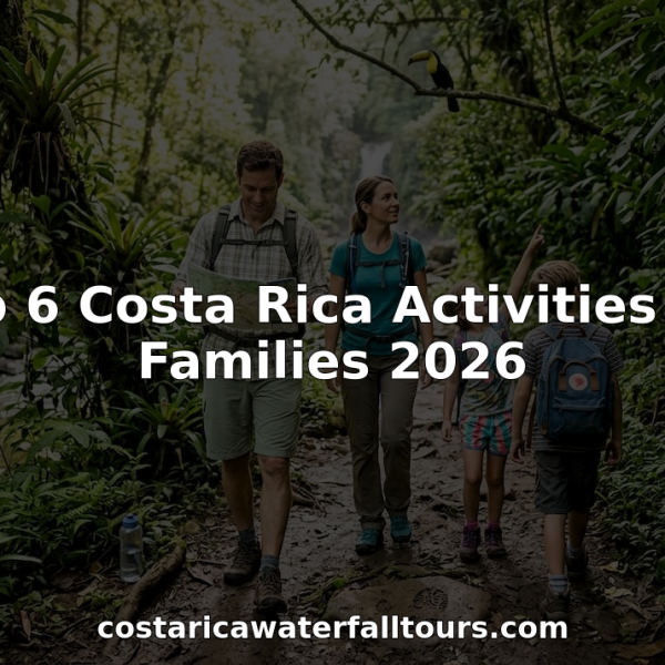 Family on rainforest trail in Costa Rica