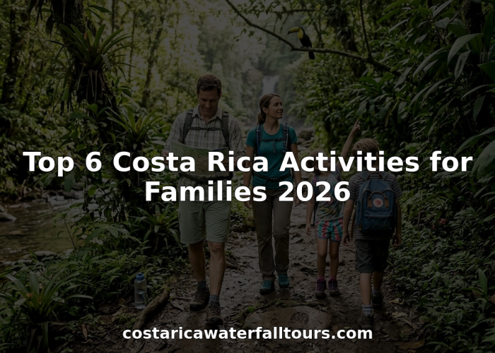 Family on rainforest trail in Costa Rica